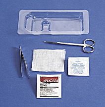E*Kits Suture Removal Trays, Suture Removal Tray With Metal Littauer Scissors, Contains: Scissors (Wire Littauer), Forceps (Plastic), Gauze (3" x 3")